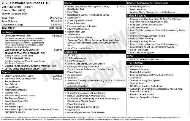 New 2026 Chevrolet Suburban LT w/ Comfort Package AWD/4WD image 3