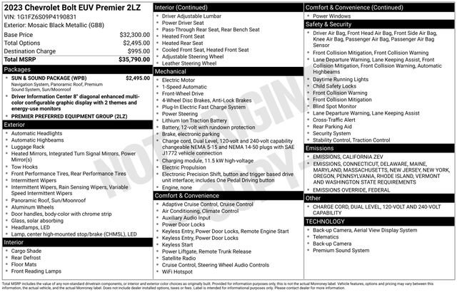 Certified 2023 Chevrolet Bolt EUV Premier w/ Sun & Sound Package image 7