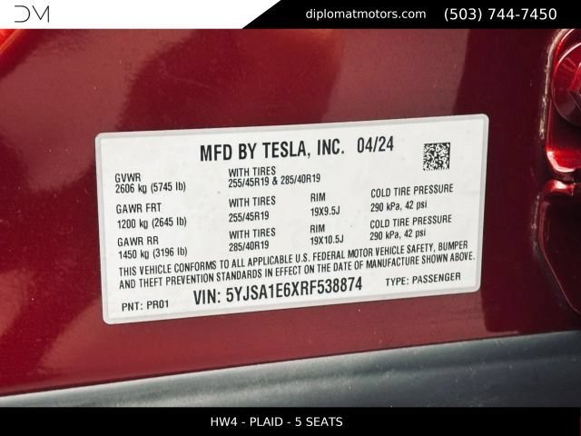 Used 2024 Tesla Model S Plaid AWD/4WD image 45