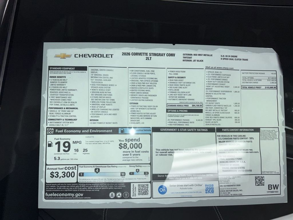 New 2026 Chevrolet Corvette Stingray Preferred Conv w/ 2LT image 66
