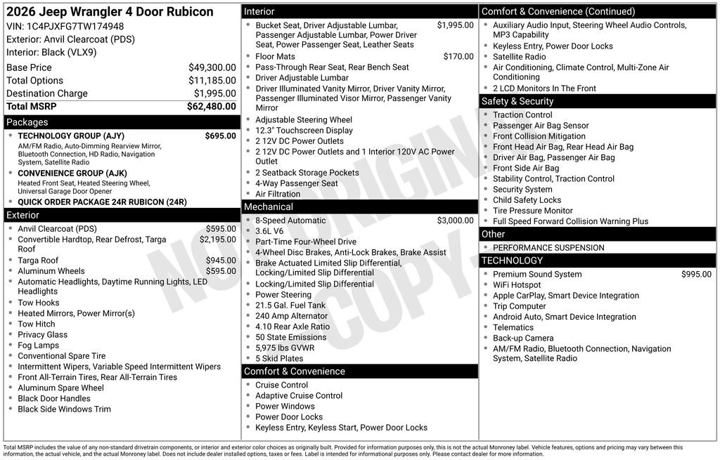 New 2026 Jeep Wrangler Unlimited Rubicon w/ Technology Group image 6