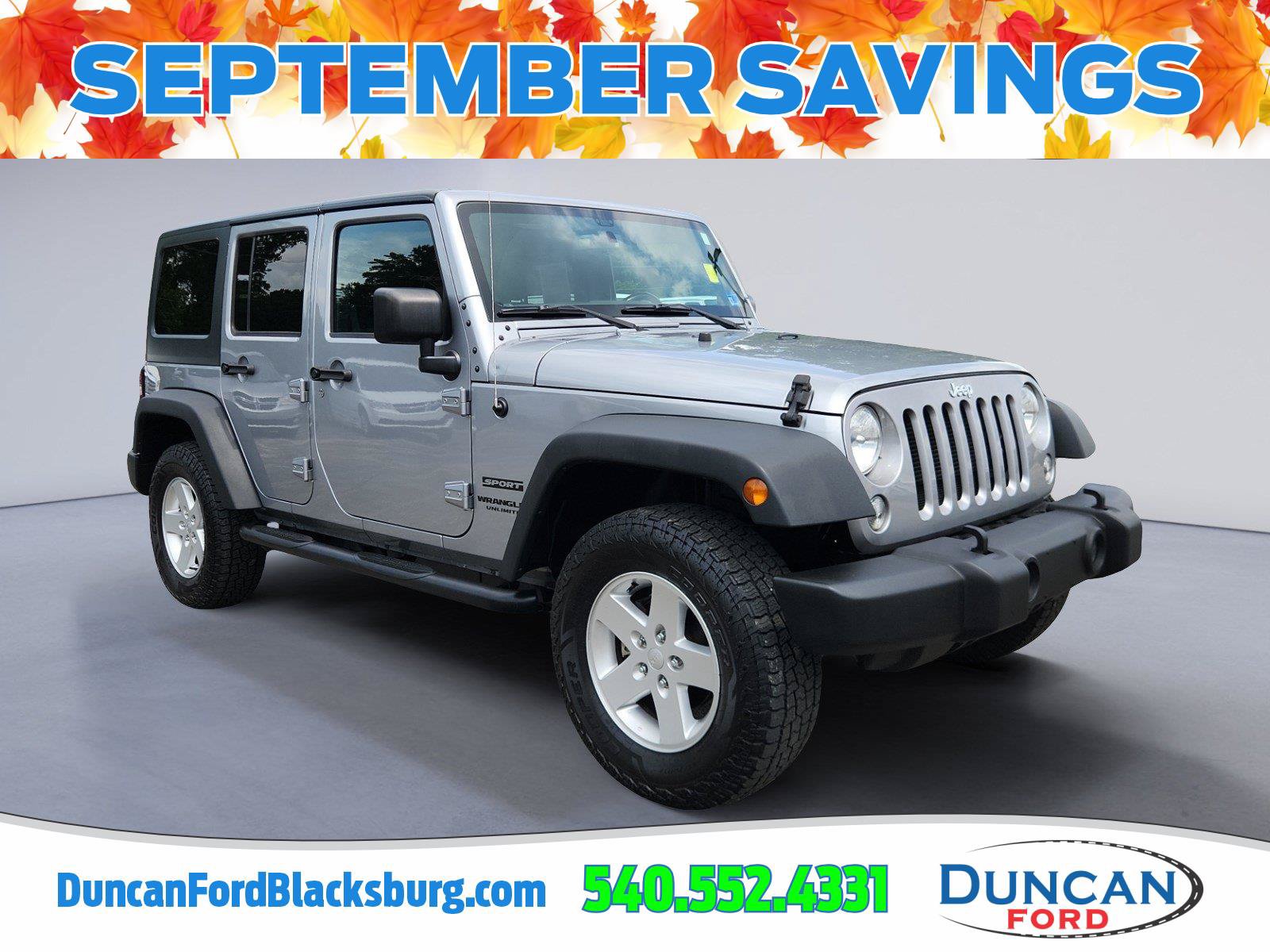 Used 2017 Jeep Wrangler Unlimited Sport w/ Quick Order Package 24S AWD/4WD image 1