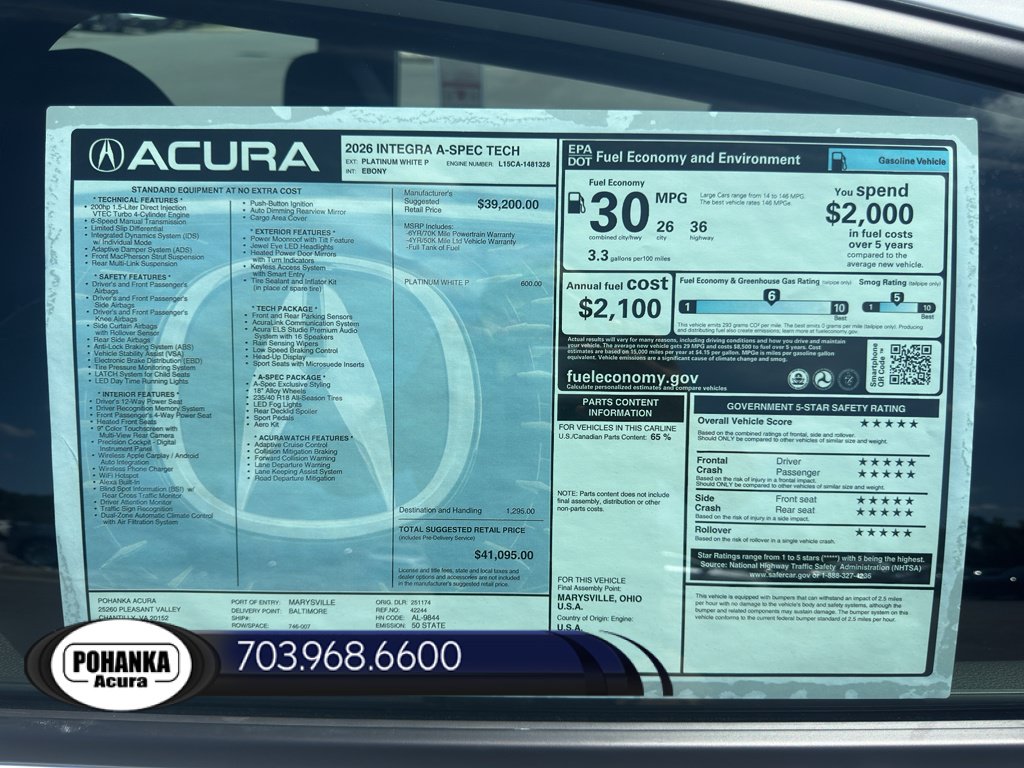 New 2026 Acura Integra A-Spec w/ Technology Package FWD image 33