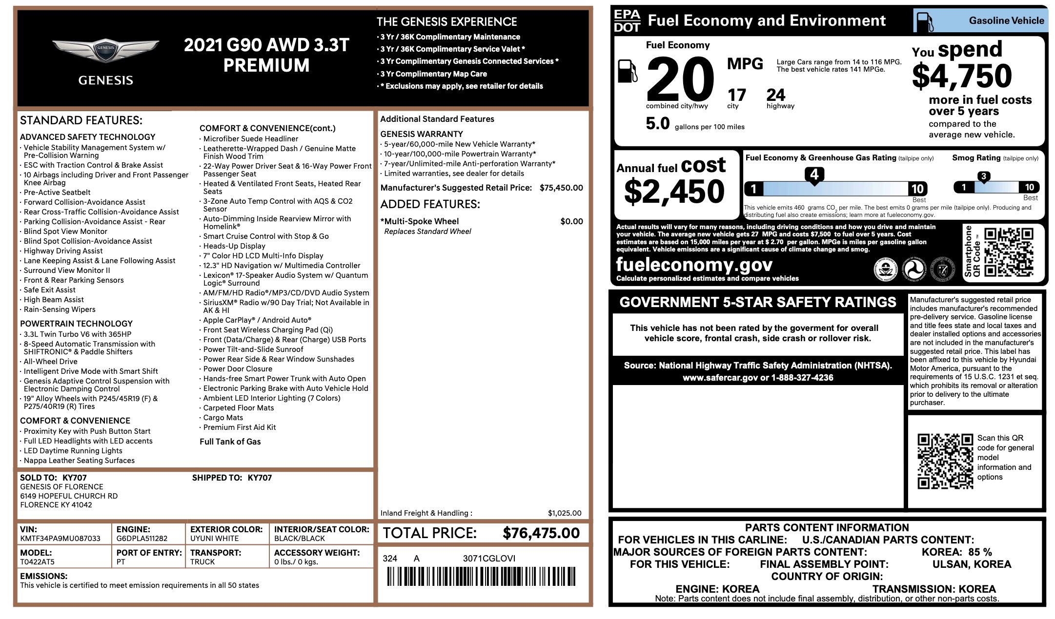 Used 2021 Genesis G90 3.3T Premium image 5