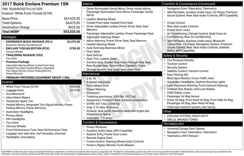 Used 2017 Buick Enclave Premium w/ Experience Buick Package image 53