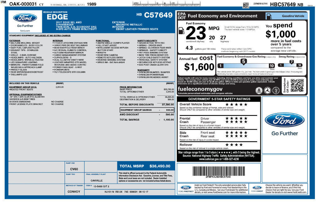 Used 2017 Ford Edge SEL w/ Equipment Group 201A AWD/4WD image 15