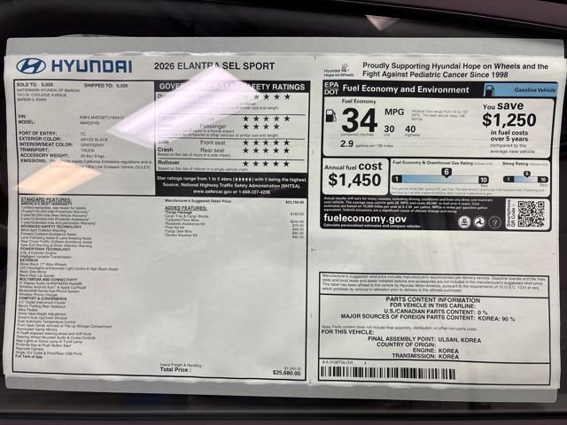 New 2026 Hyundai Elantra Sport w/ Cargo Package image 28