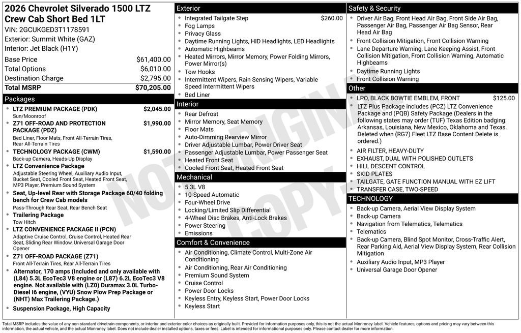 New 2026 Chevrolet Silverado 1500 LTZ w/ LTZ Premium Package AWD/4WD image 26