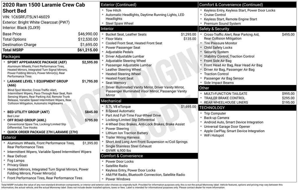 Used 2020 RAM 1500 Laramie w/ Sport Appearance Package AWD/4WD image 11