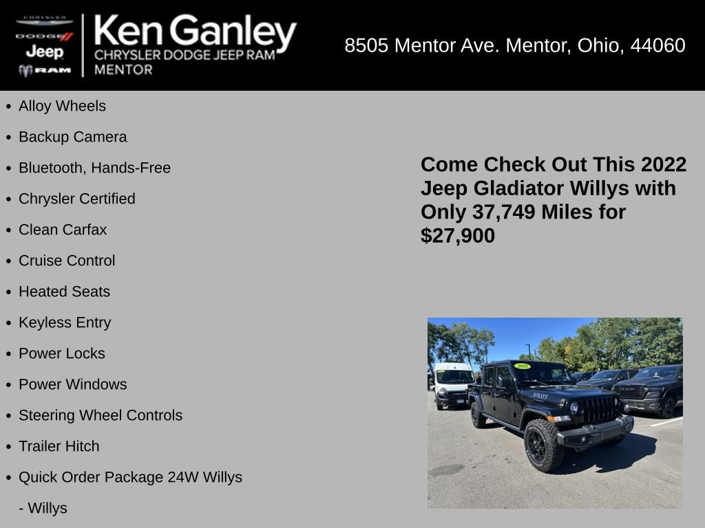 Certified 2022 Jeep Gladiator Willys image 5