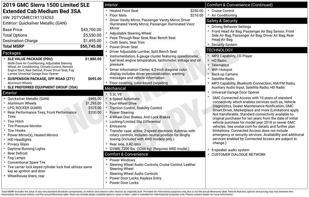 Used 2019 GMC Sierra 1500 SLE w/ SLE Value Package AWD/4WD image 5