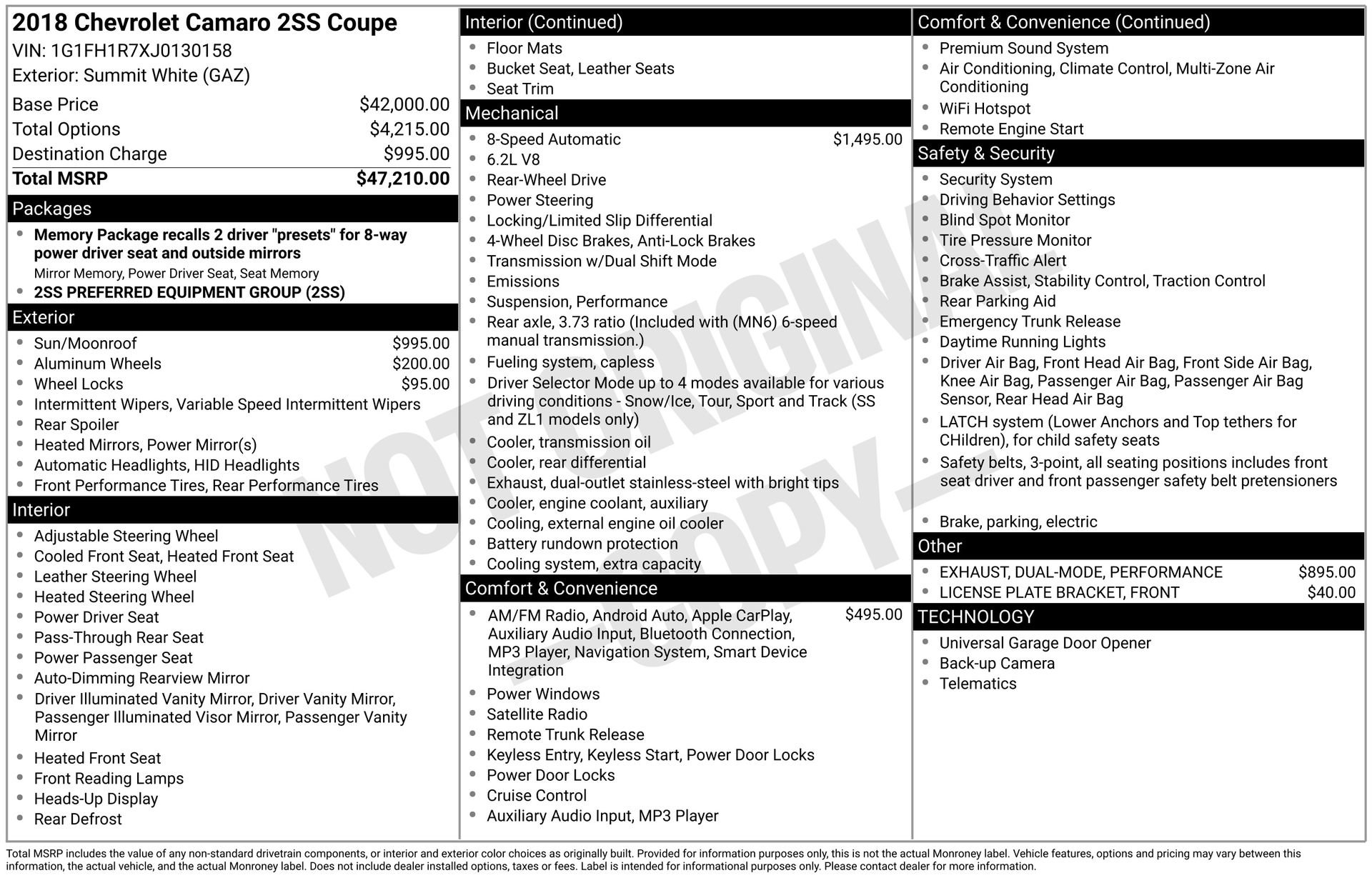 Used 2018 Chevrolet Camaro SS image 3