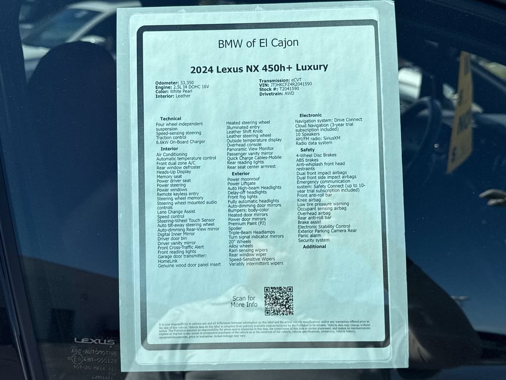 Used 2024 Lexus NX 450h+ AWD w/ Vision Package image 14