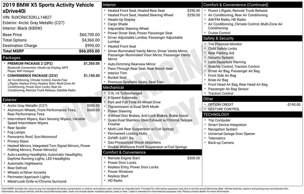 Used 2019 BMW X5 xDrive40i w/ Premium Package 2 image 6