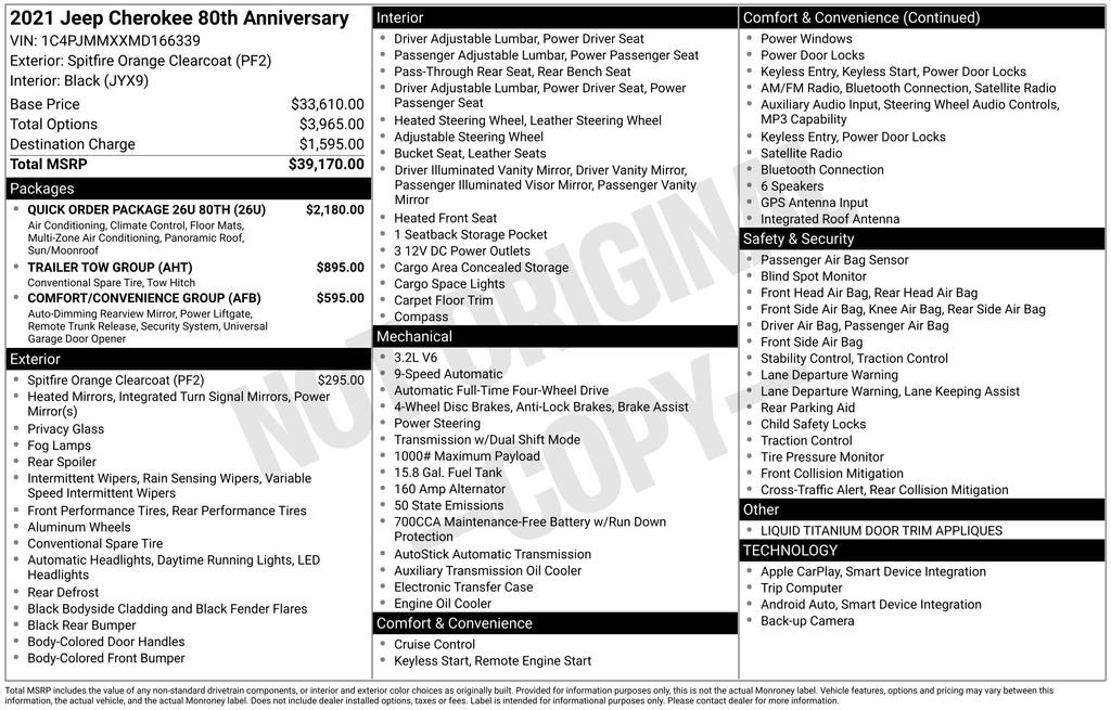 Used 2021 Jeep Cherokee Latitude Lux 80th Anniv w/ Quick Order Package 26U 80TH image 8