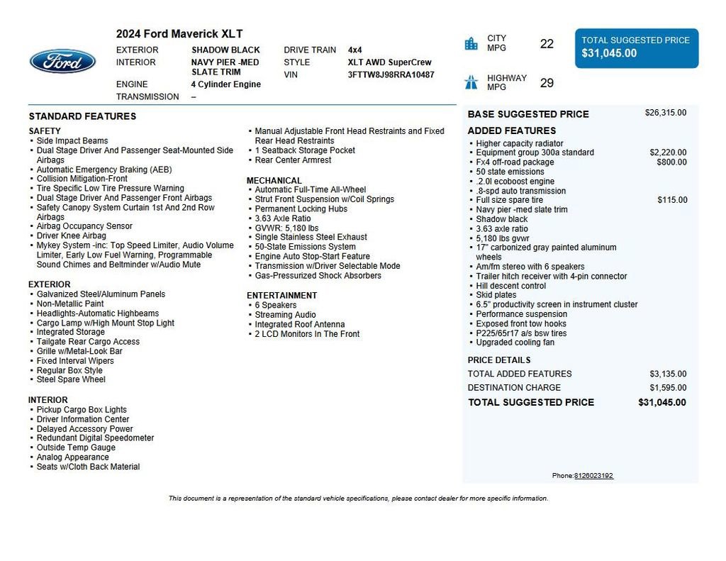 Used 2024 Ford Maverick XLT w/ Equipment Group 300A Standard image 38