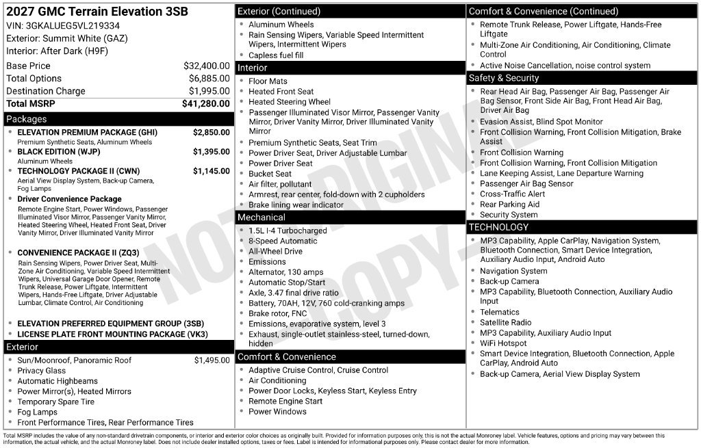 New 2027 GMC Terrain Elevation w/ Elevation Premium Package AWD/4WD image 2
