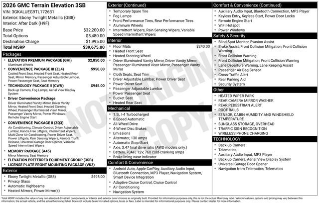 New 2026 GMC Terrain Elevation w/ Elevation Premium Package image 28