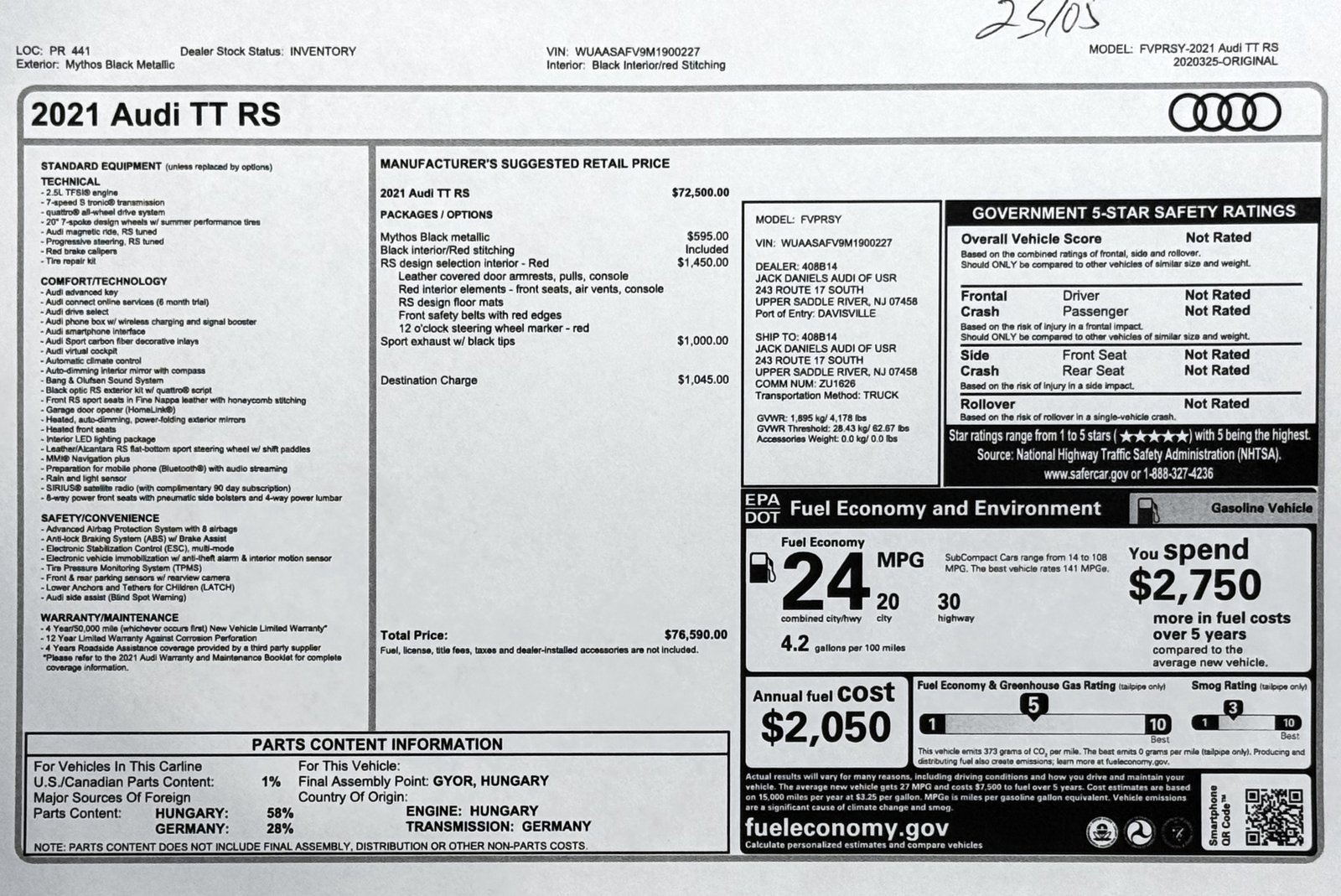 Used 2021 Audi TT RS image 2