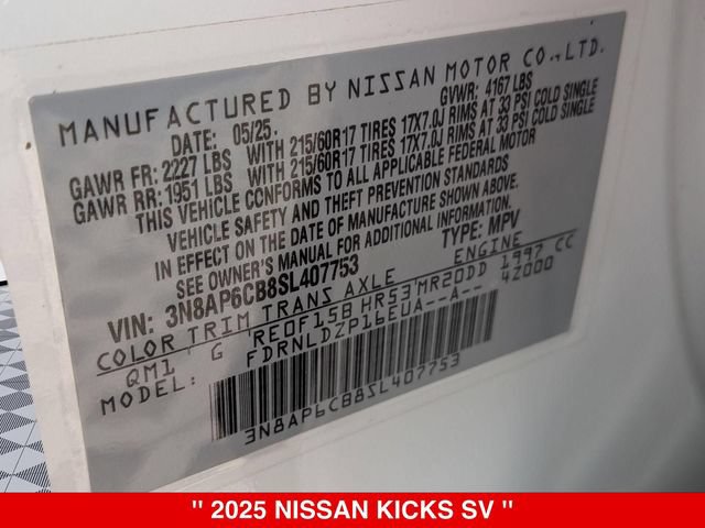 Certified 2025 Nissan Kicks SV AWD/4WD image 39