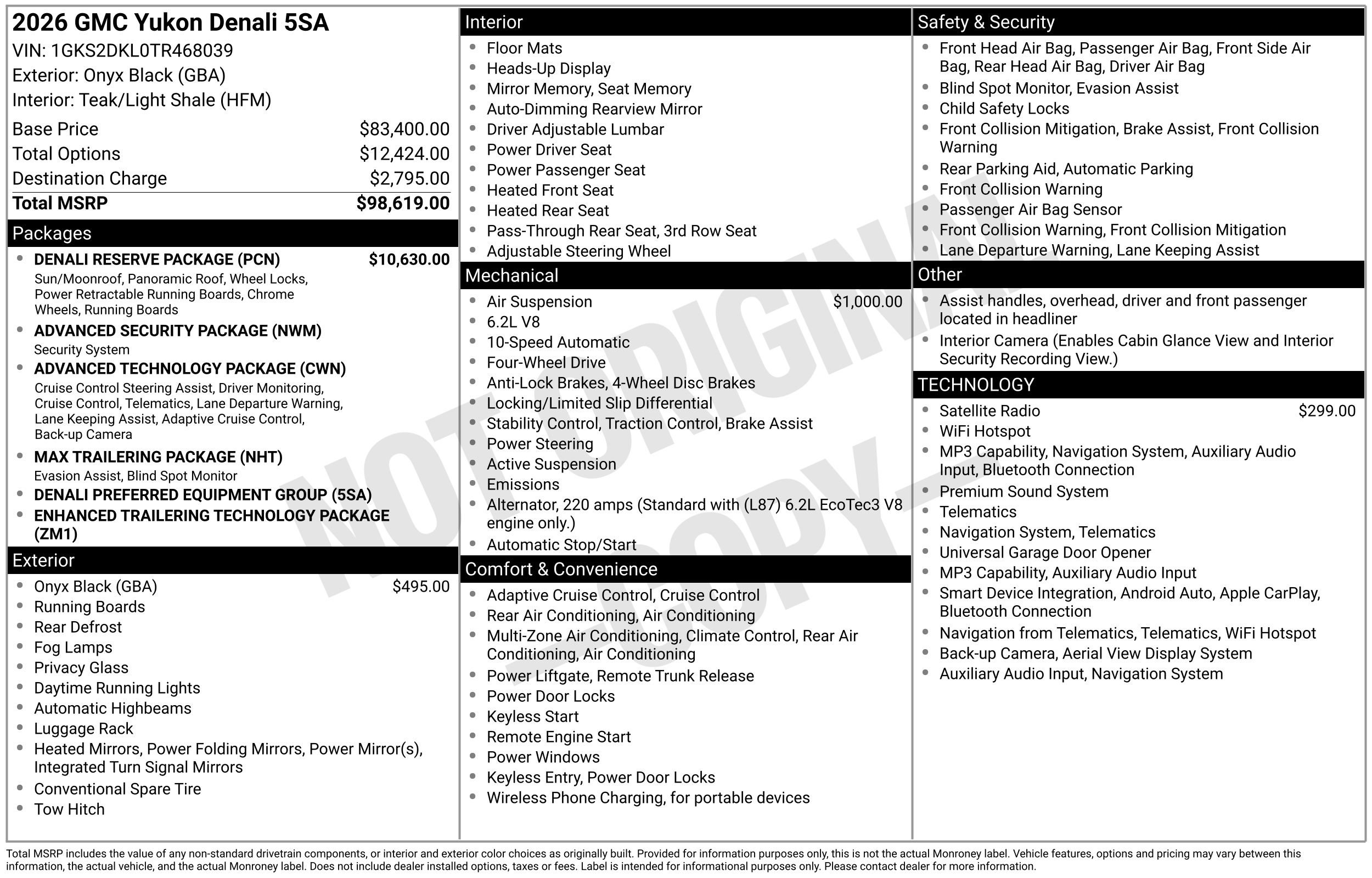 New 2026 GMC Yukon Denali w/ Denali Reserve Package AWD/4WD image 3