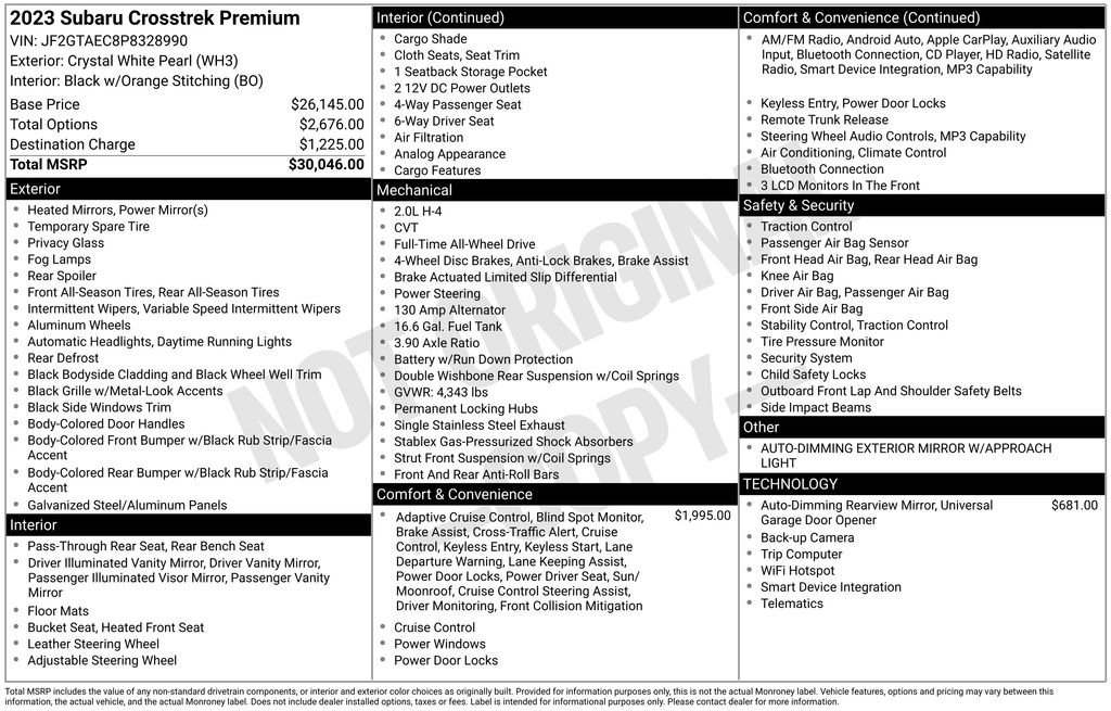 Used 2023 Subaru Crosstrek 2.0i Premium image 42