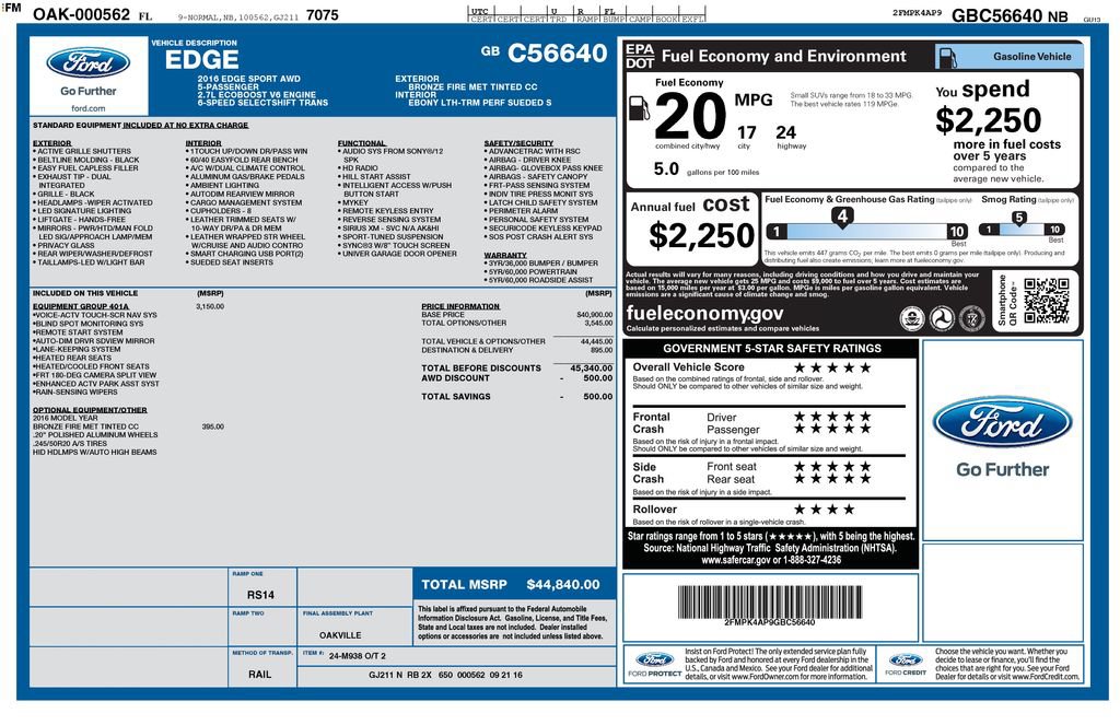 Used 2016 Ford Edge Sport w/ Equipment Group 401A AWD/4WD image 9