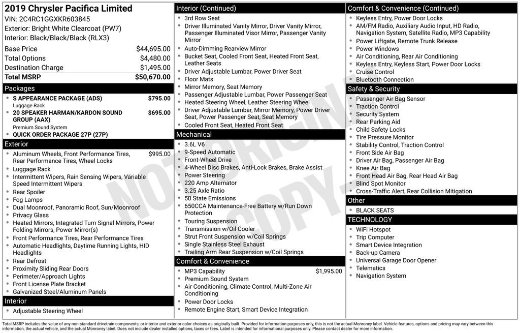 Used 2019 Chrysler Pacifica Limited w/ S Appearance Package FWD image 30