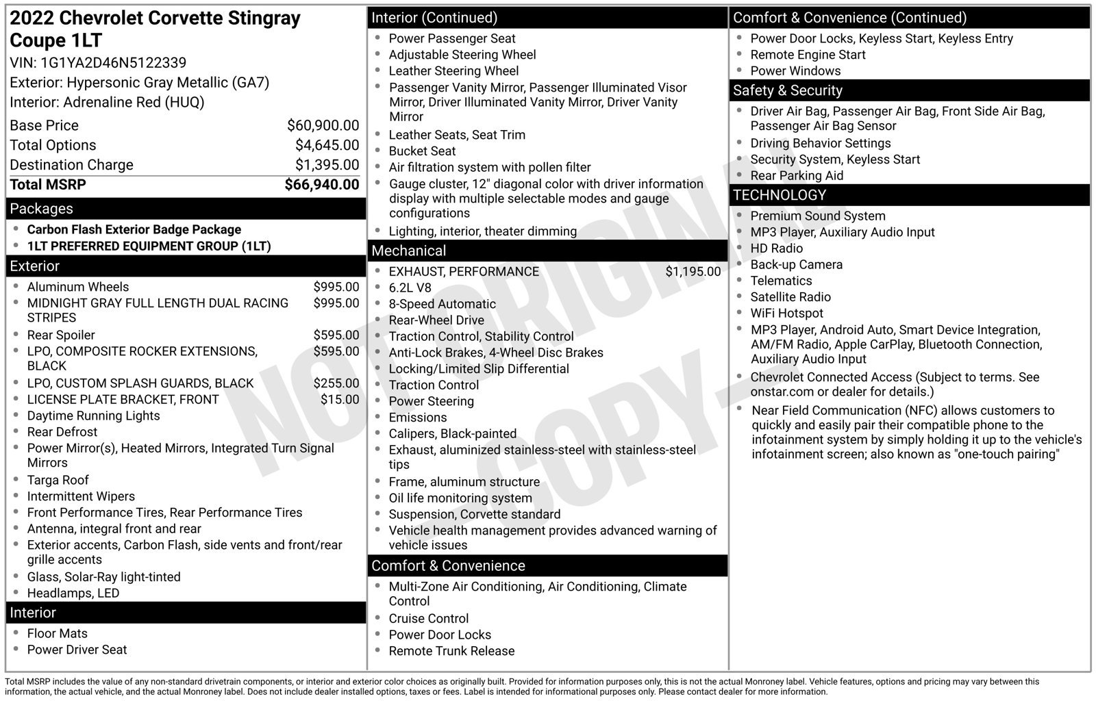 Used 2022 Chevrolet Corvette Stingray Coupe w/ 1LT RWD image 31