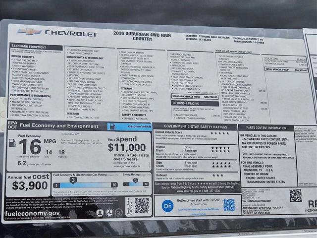 New 2026 Chevrolet Suburban High Country w/ Sun And Tow Package AWD/4WD image 18