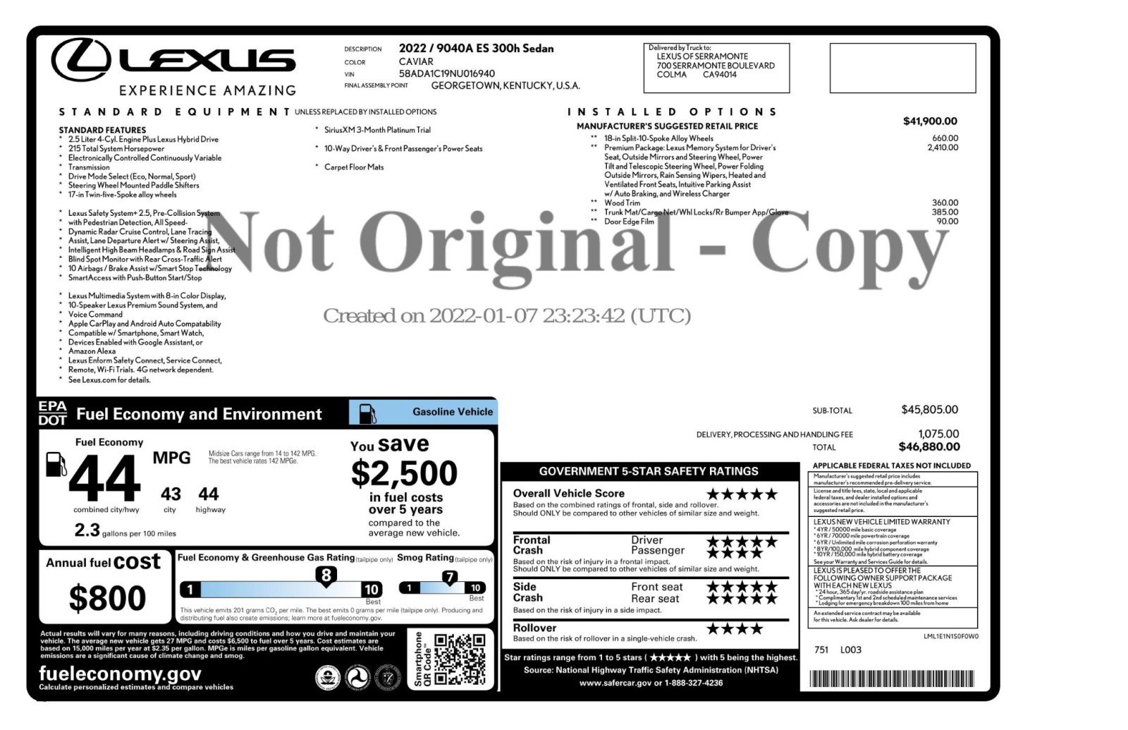 Used 2022 Lexus ES 300h w/ Premium Package FWD image 56