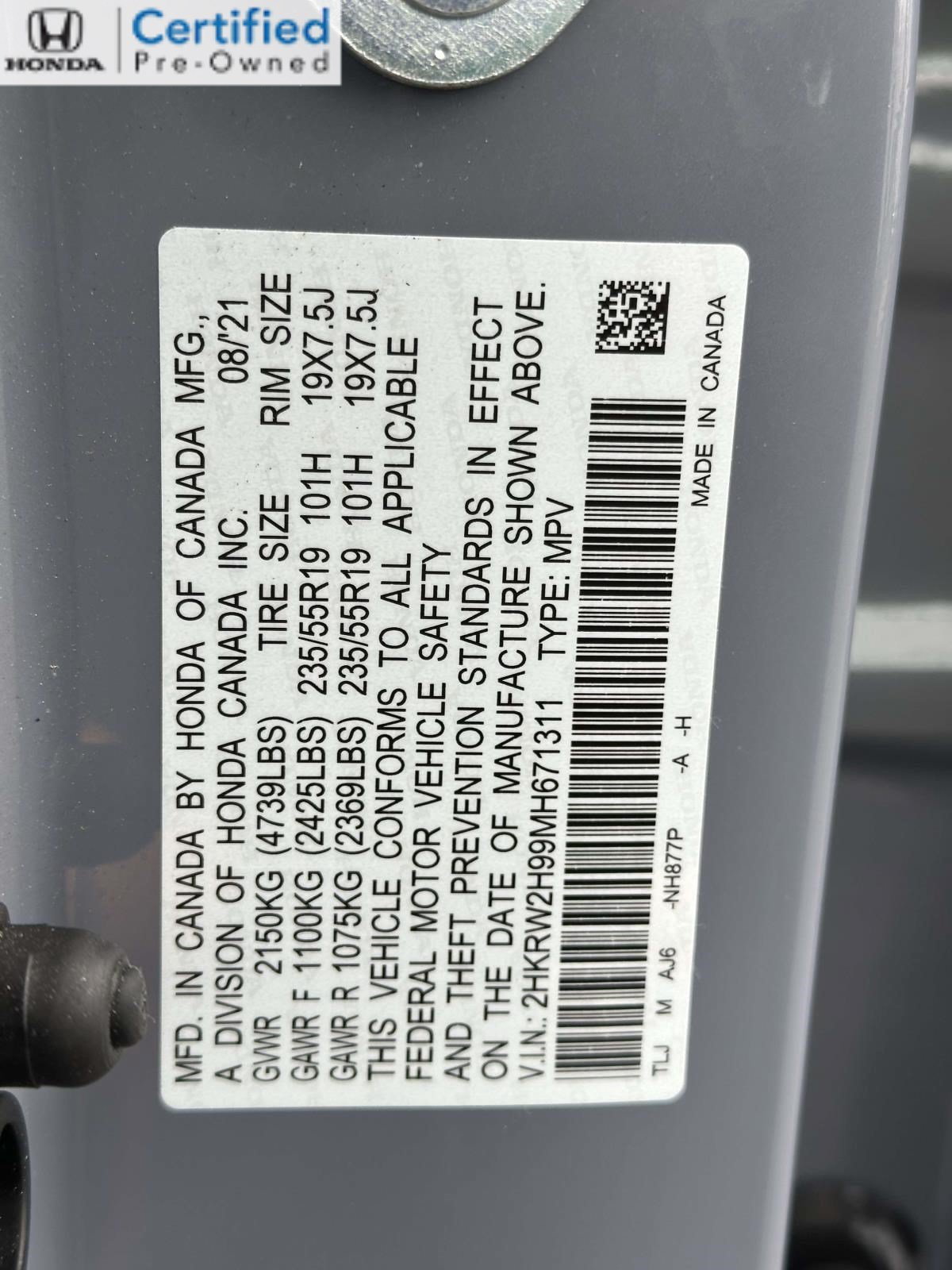 Certified 2021 Honda CR-V Touring image 30