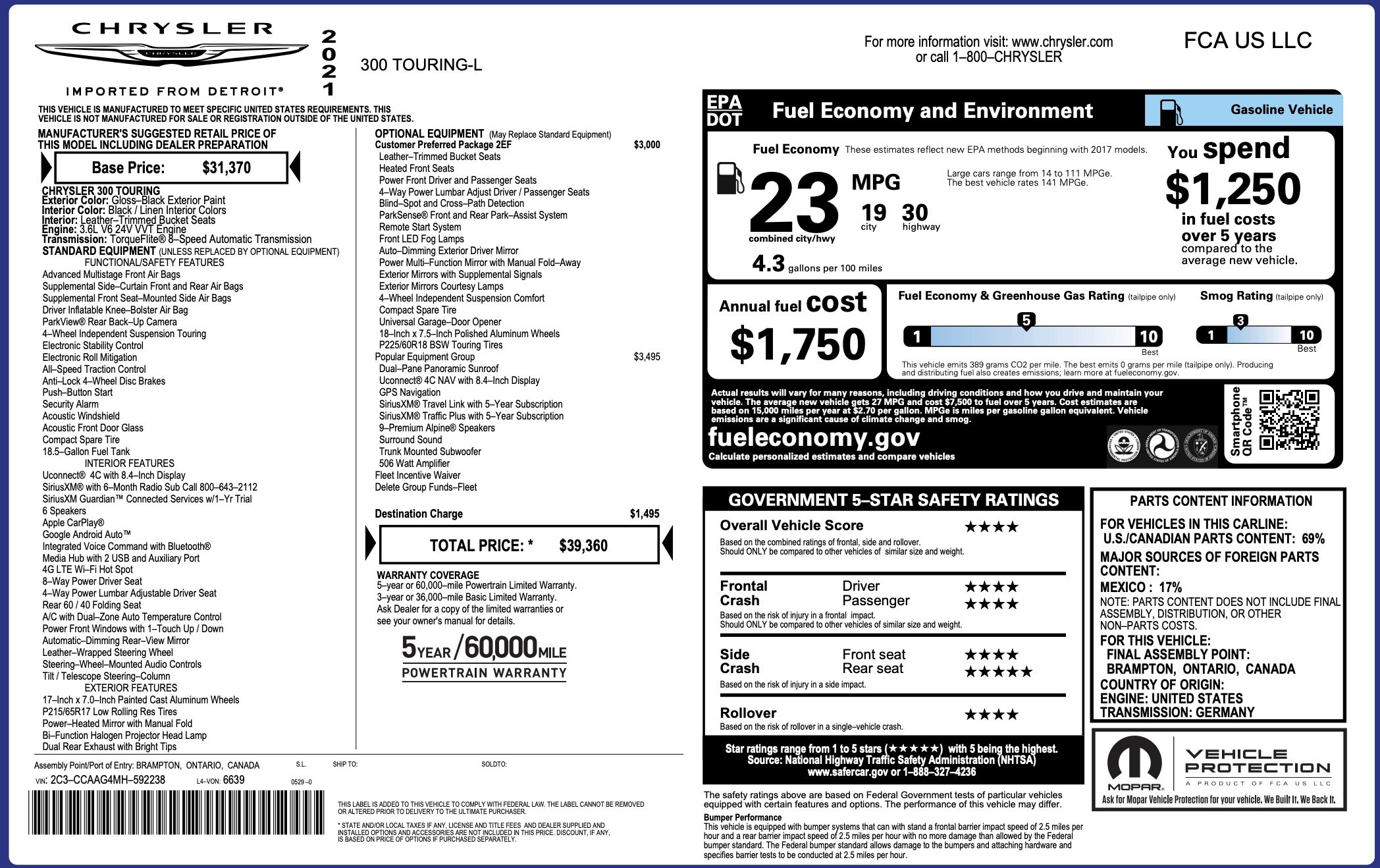 Used 2021 Chrysler 300 Touring L w/ Popular Equipment Group image 5