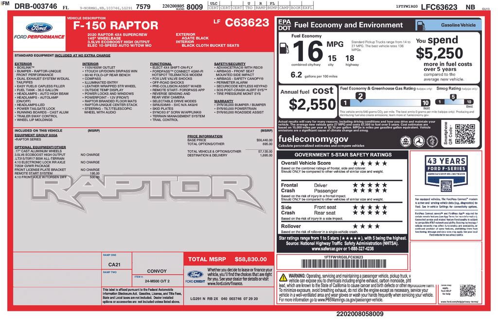 Used 2020 Ford F150 Raptor AWD/4WD image 52