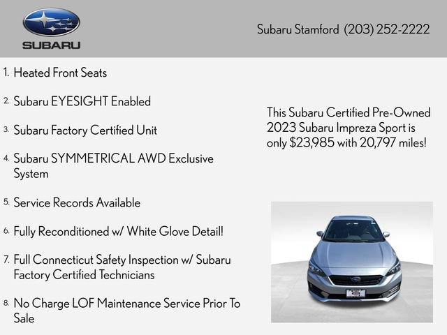 Certified 2023 Subaru Impreza 2.0i Sport AWD/4WD image 2