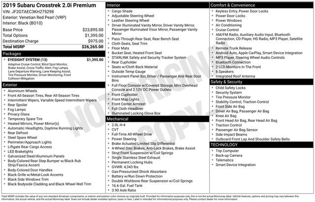 Used 2019 Subaru Crosstrek 2.0i Premium w/ Eyesight System image 5