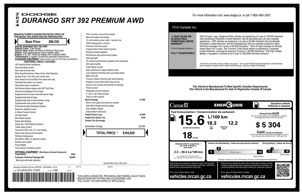 Used 2024 Dodge Durango SRT AWD/4WD image 48