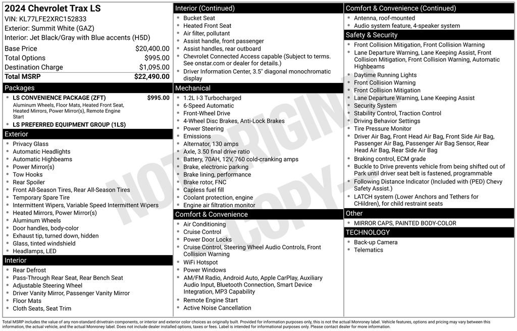 Used 2024 Chevrolet Trax LS w/ LS Convenience Package FWD image 12