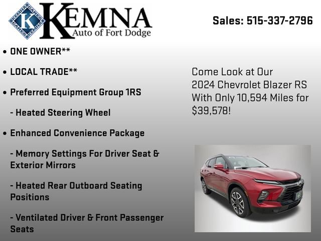 Used 2024 Chevrolet Blazer RS w/ Enhanced Convenience Package image 7