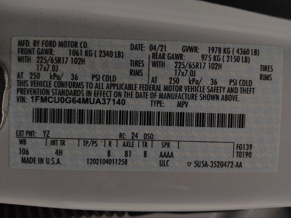 Used 2021 Ford Escape SE w/ Convenience Package FWD image 33
