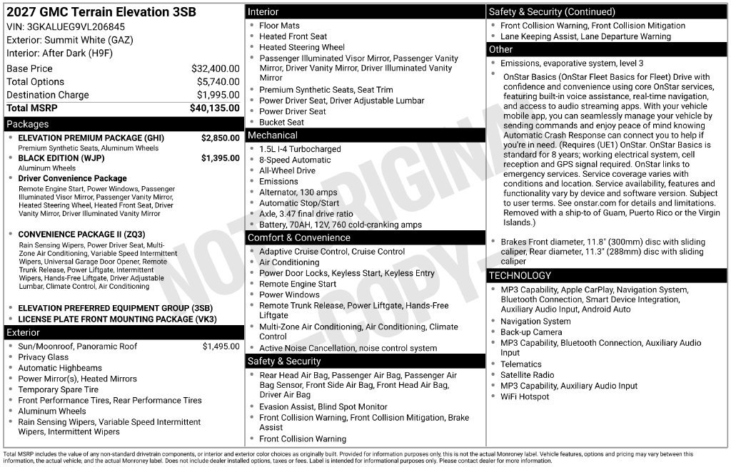 New 2027 GMC Terrain Elevation w/ Elevation Premium Package AWD/4WD image 5
