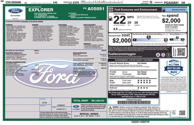 Certified 2023 Ford Explorer Limited w/ Equipment Group 301A AWD/4WD image 54