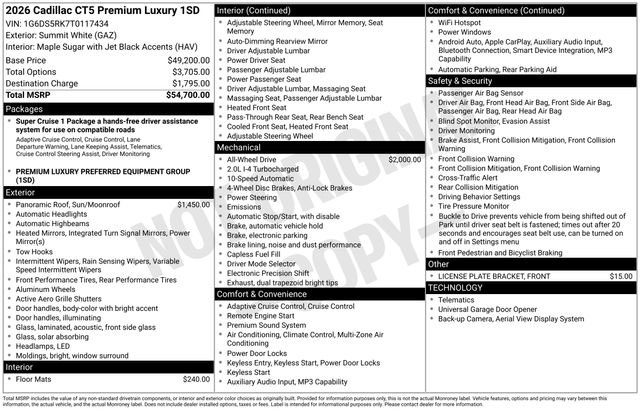 New 2026 Cadillac CT5 Premium Luxury AWD/4WD image 26