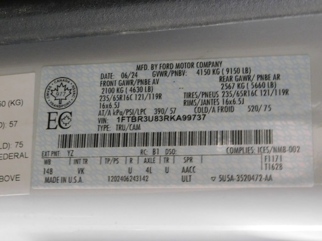 Used 2024 Ford Transit 250 148 High Roof Extended AWD w/ Load Area Protection Package image 90