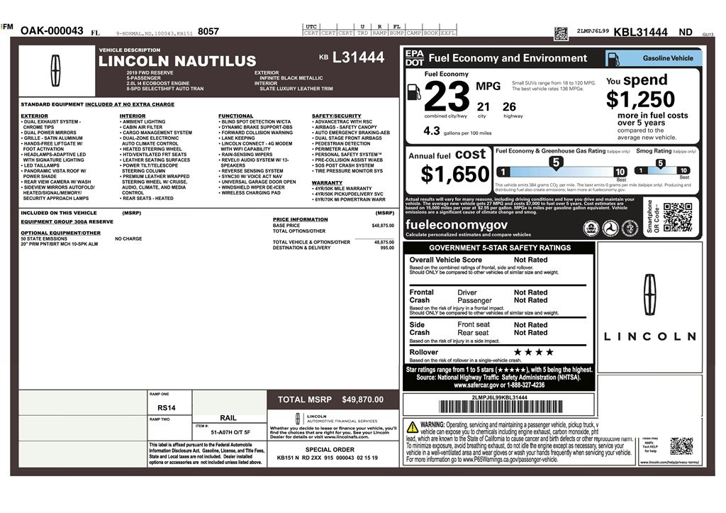 Used 2019 Lincoln Nautilus Reserve image 9