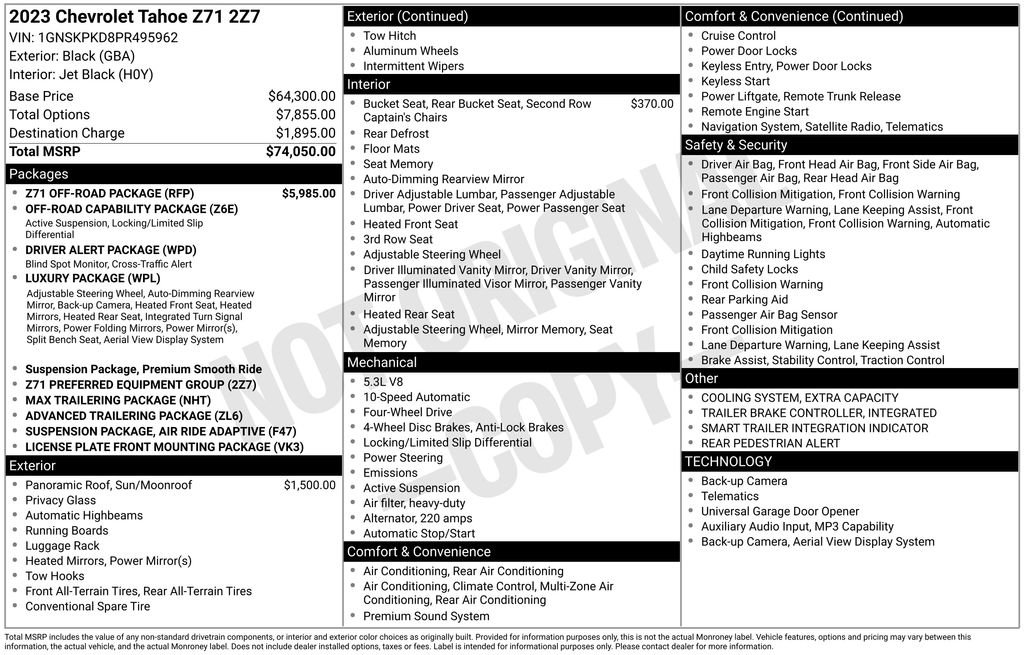 Certified 2023 Chevrolet Tahoe Z71 w/ Z71 Off-Road Package AWD/4WD image 5
