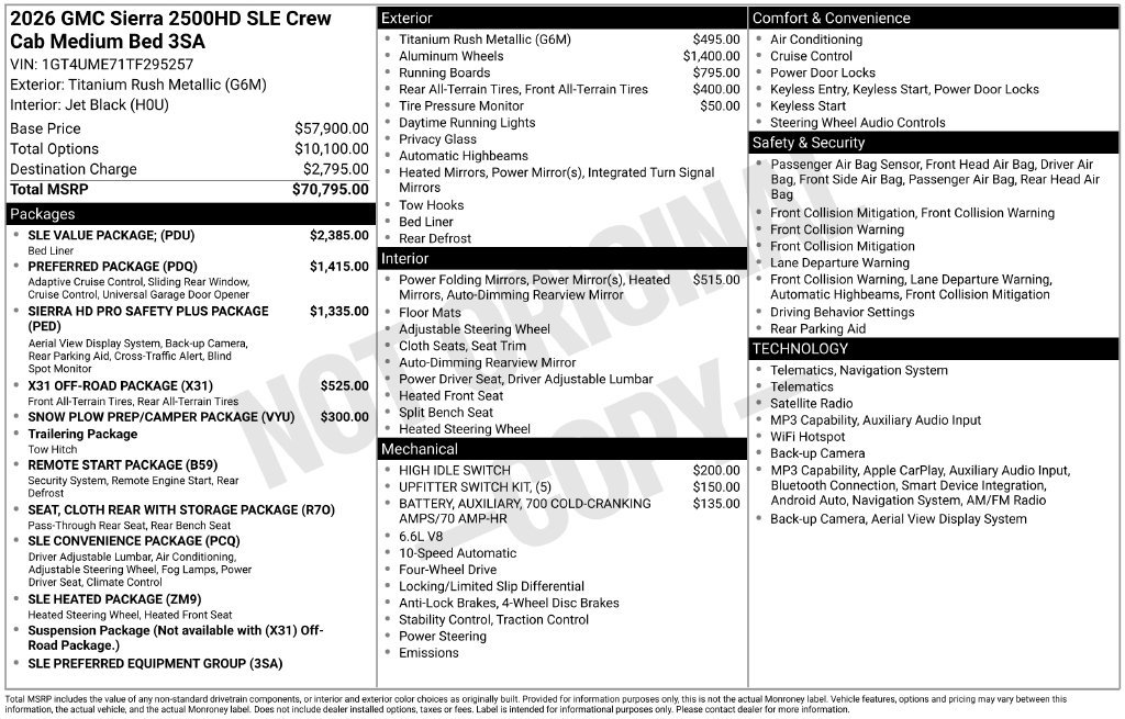 New 2026 GMC Sierra 2500 SLE w/ SLE Value Package; AWD/4WD image 43