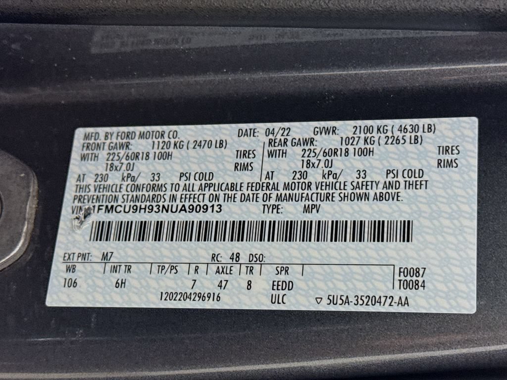 Used 2022 Ford Escape SEL w/ Technology Package AWD/4WD image 30