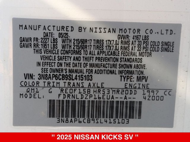 Certified 2025 Nissan Kicks SV AWD/4WD image 39