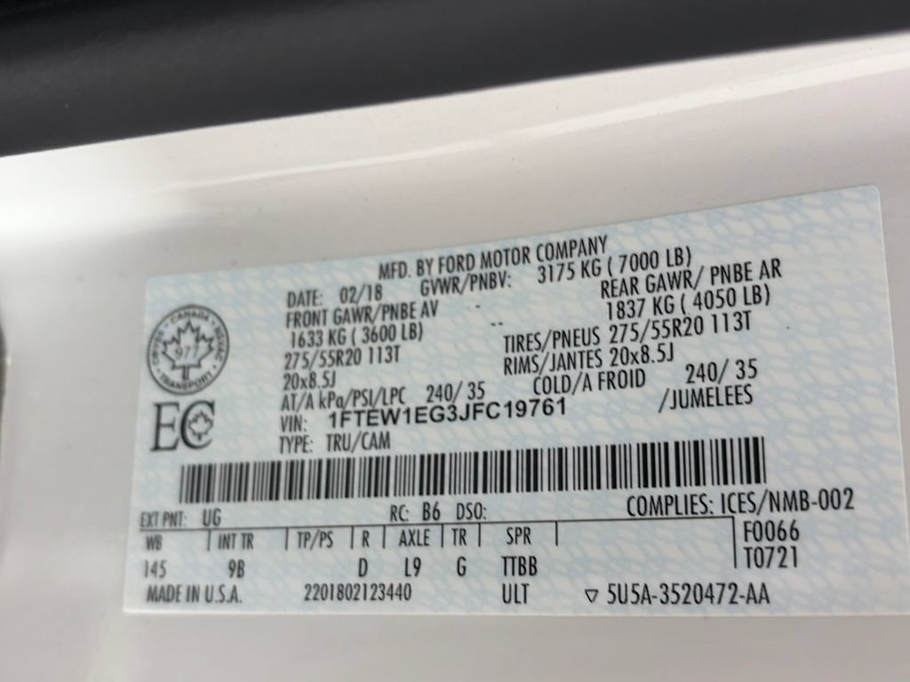 Certified 2018 Ford F150 Platinum w/ Technology Package AWD/4WD image 9
